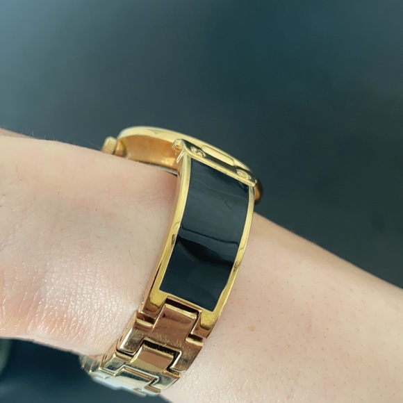 Anne Klein Women's Black and Gold Diamond Dial Bangle Watch - Picture 4 of 9